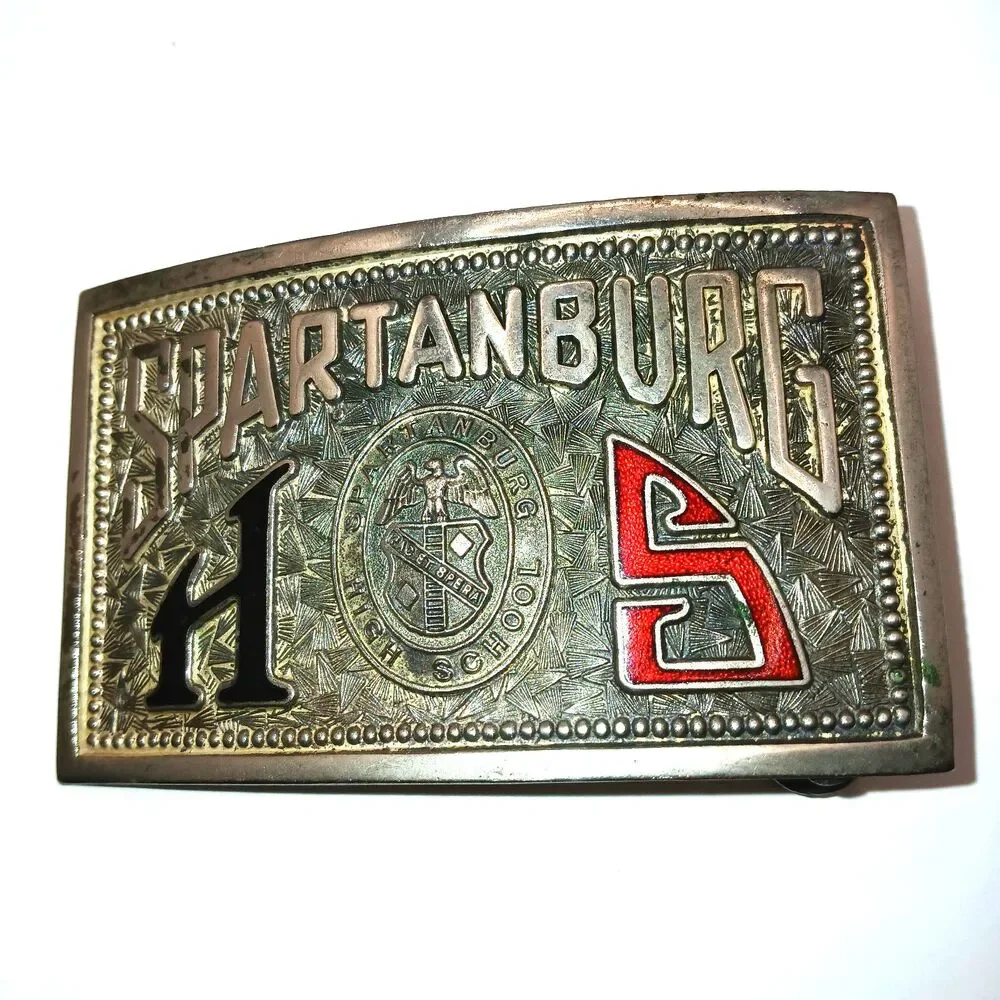Vintage Jenkins Brand Spartanburg High School SC  Belt Buckle Silver Tone 1930s